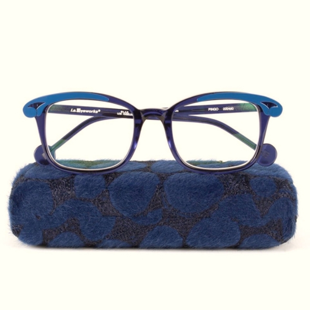 New La. Eyeworks PINGO 220480 made in Japan Women's Navy Blue Eyeglass Frames